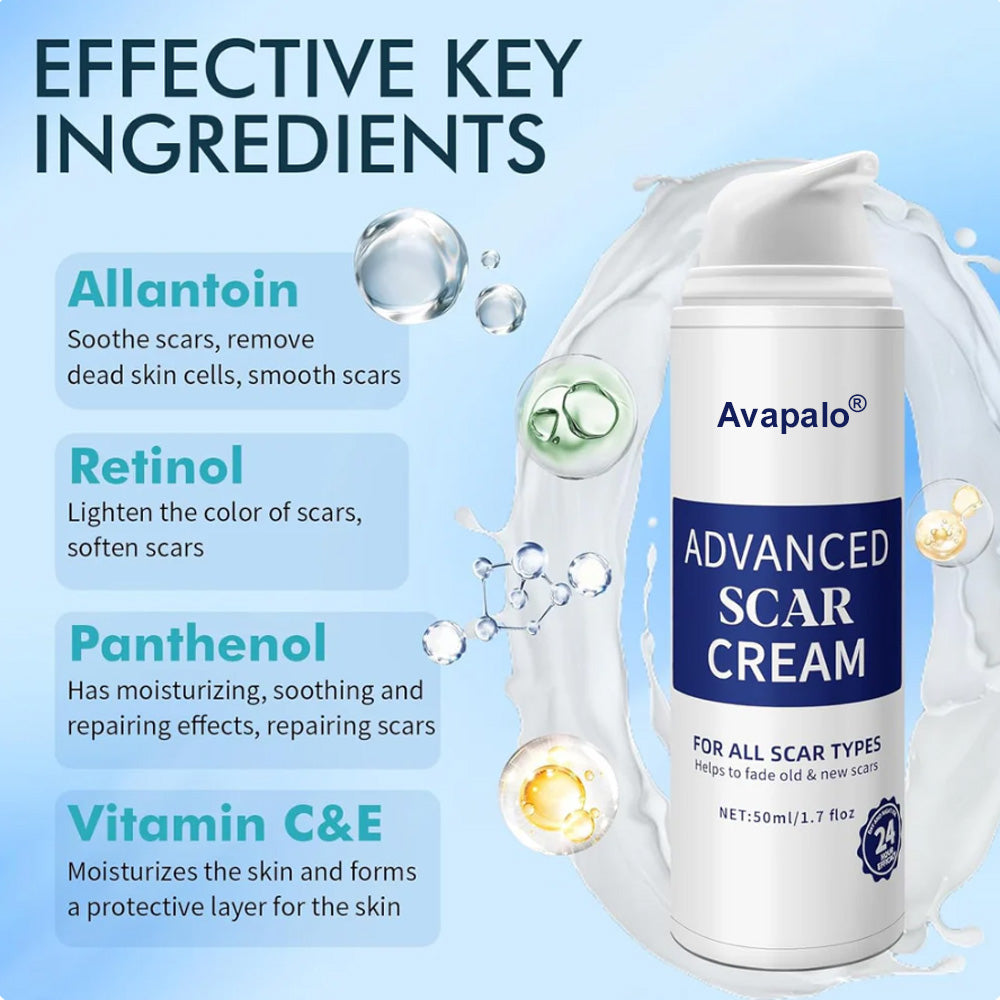 Avapalo® Advanced Silicone Scar Gel – Professional Scar Removal Cream for Surgical Scars, Keloids, Stretch Marks, C-Section & Old or New Scars Repair Treatment