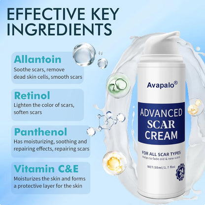 Avapalo® Advanced Silicone Scar Gel – Professional Scar Removal Cream for Surgical Scars, Keloids, Stretch Marks, C-Section & Old or New Scars Repair Treatment