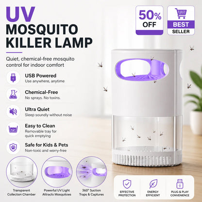 🦟 50% OFF! UV Mosquito Killer Lamp – quiet, USB, chemical🔇🌙