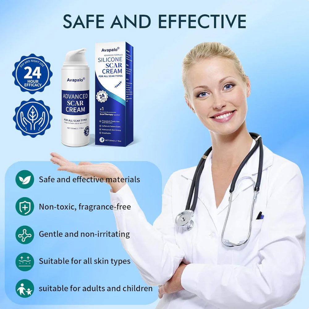 Avapalo® Advanced Silicone Scar Gel – Professional Scar Removal Cream for Surgical Scars, Keloids, Stretch Marks, C-Section & Old or New Scars Repair Treatment