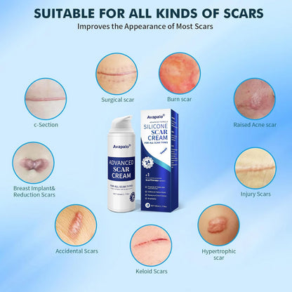 Avapalo® Advanced Silicone Scar Gel – Professional Scar Removal Cream for Surgical Scars, Keloids, Stretch Marks, C-Section & Old or New Scars Repair Treatment