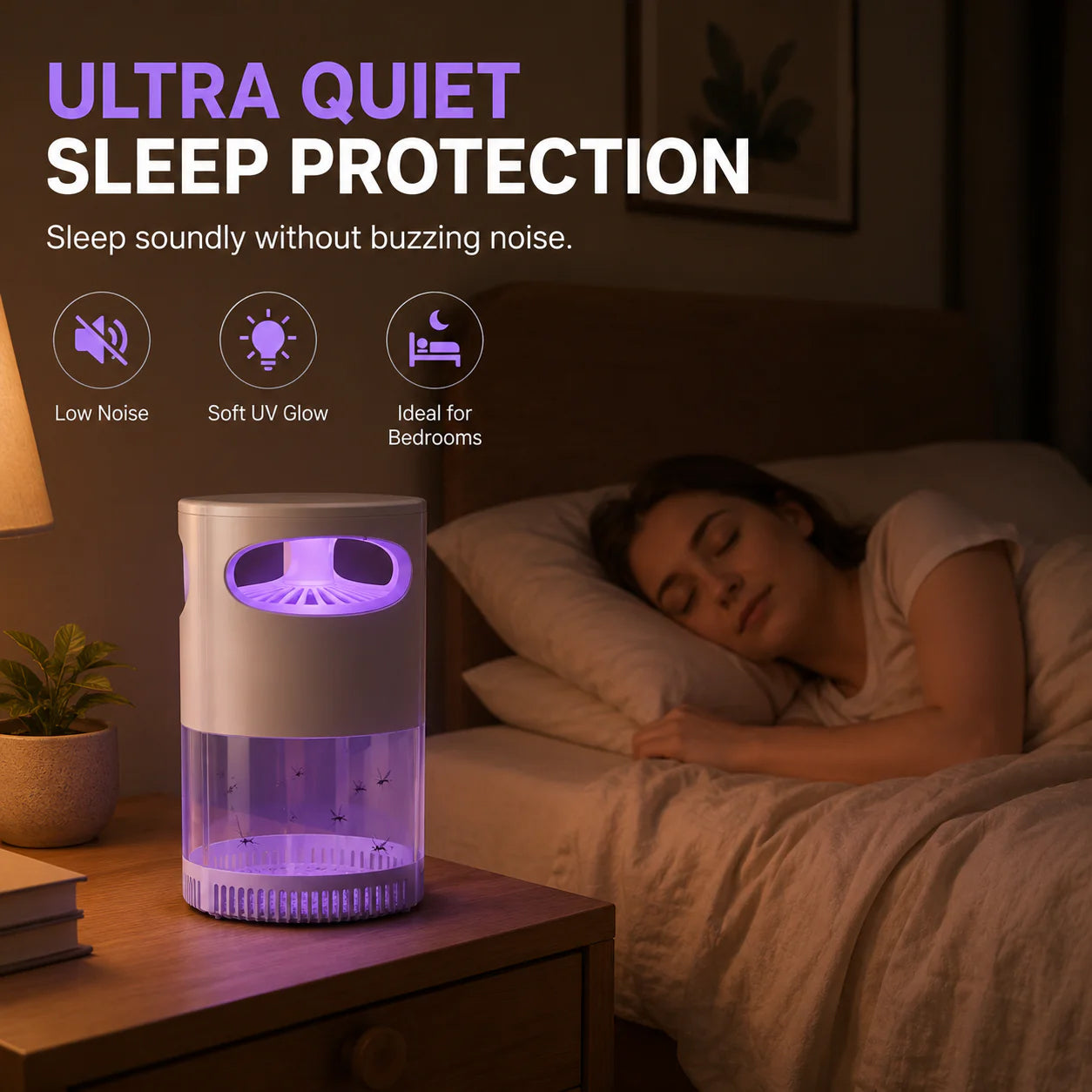 🦟 50% OFF! UV Mosquito Killer Lamp – quiet, USB, chemical🔇🌙